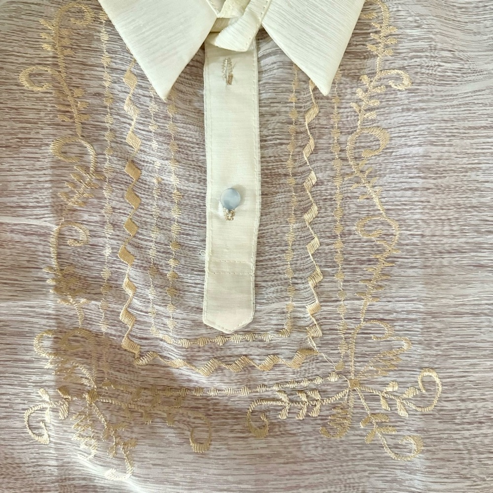 Kids Cream Barong Tagalog Shirt - Picture 13 of 15